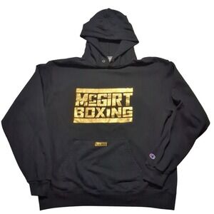 Buddy McGirt Boxing x Champion Hoodie Men Large Black Gold Pullover Sweatshirt
